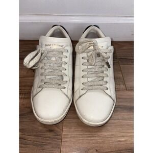 SAINT LAURENT white leather LIPS Red Blue CLASSIC Sneakers Shoes EU 36.5 US 6